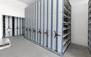 Lundia style mobile shelving unit
