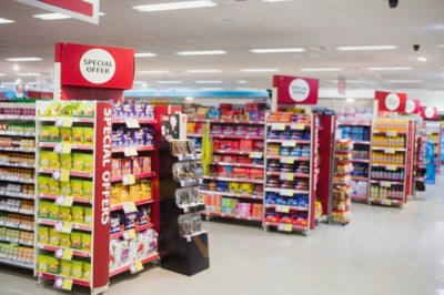 Retail store with well-arranged shelves